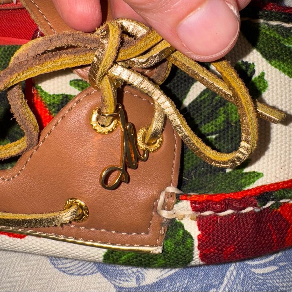 Milly x Sperry Topsider Boat Shoes Slip On Floral 8 - Picture 4 of 7